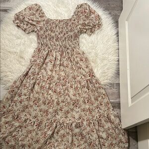 SHEIN Floral Puff Sleeve Maxi Dress